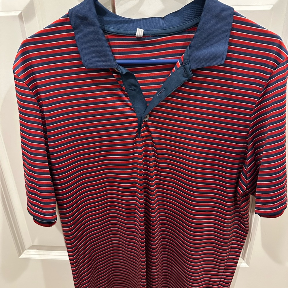 Adidas Striped Polo Shirt - Red and Blue